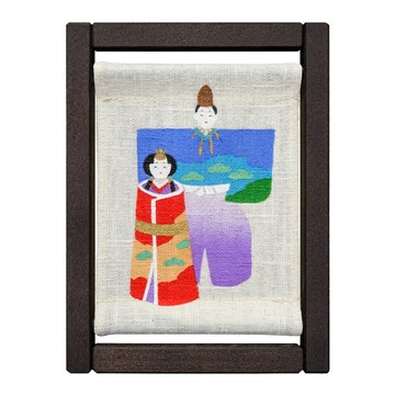 牆面裝飾藝品 京都手繪亞麻畫框-女兒節-立雛(Z-202)
