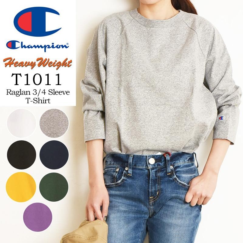 tシャツ ＣＥＮＴＲＥラグラン７分 レディース Champion チャンピオン T1011 ティーテンイレブン ラグラン 3/4
