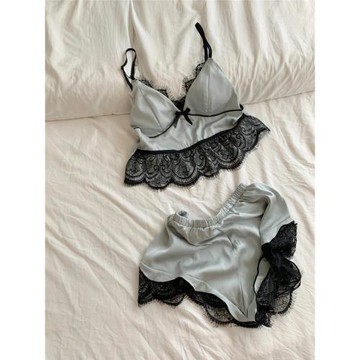 法式宮廷風帶胸墊吊帶睡衣女夏季新款純欲冰絲背心短褲家居服套裝