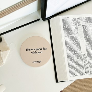 (售完絕版)[奶油色杯墊]Have a good day with God