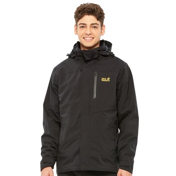 Jack Wolfskin 男 Air Wolf 兩件式防風防水透氣刷毛保暖外套 衝鋒衣『經典黑』