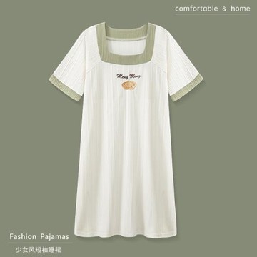 夏季純棉短袖睡裙女士2022年新款夏天可愛甜美少女睡衣薄款家居服