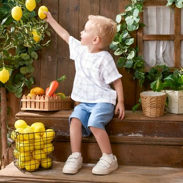 簡單比得經典格紋落肩T恤 (吸濕排汗)