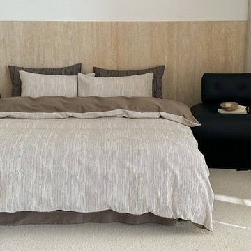 彩窩窩新款日係侘寂風肌理提花四件套--馬剋秋冬季床單款床包款四件组寝具床包组