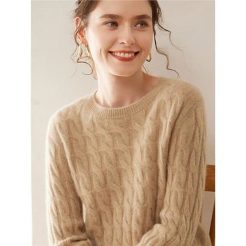 (免運)奧萊專柜高品質羊絨衫女100純山羊絨高端秋冬麻花加厚打底衫毛衣