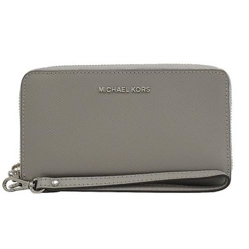 MICHAEL KORS JET SET 防刮荔紋手提式中夾.珍珠灰