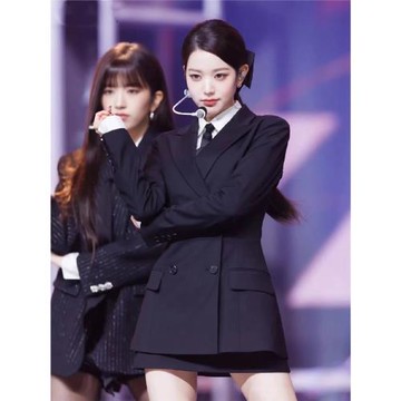 韓國女團跳舞穿搭黑色西裝外套連衣裙女韓式制服學院風套裝裙秋冬