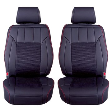 ANBORTEH 安伯特 冰絲透氣尊爵前座椅套6件組  黑色 + 紅色  1組  頭套55 x 27cm + 背套68.5 x 55.5 x 25cm + 座套55.5 x 50 x 11.5cm