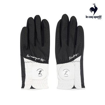 【LE COQ SPORTIF GOLF公雞高爾夫】女款黑色精緻L特色圓標透氣高爾夫手套 QLT0K712
