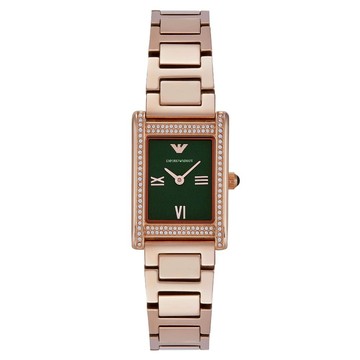 EMPORIO ARMANI 亞曼尼 FEDERICA系列 AR11641 Genni 永恆榮耀環鑽女錶 玫瑰金不鏽鋼鍊帶手錶 綠面 20mm｜樂天全館特惠中★指定刷卡回饋10%