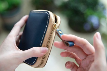 U型拉鏈鑰匙包 簡約短夾 卡片套 鎖匙包 客製禮物 免費刻字