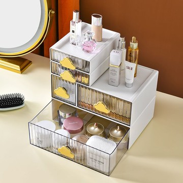 臺灣嚴選桌麵收納盒抽屜式化妝品置物架辦公桌書桌文具工位神器梳妝臺收納