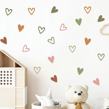 【MR.ZAKKA】創意萬用裝飾貼紙-童趣主題 莫蘭迪色系色塊愛心線條 居家布置 DIY可移式壁貼 無痕壁貼 牆貼