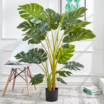 牛郎織女 1.4米龜背竹葉仿真植物裝飾家居室內大型綠色落地假樹