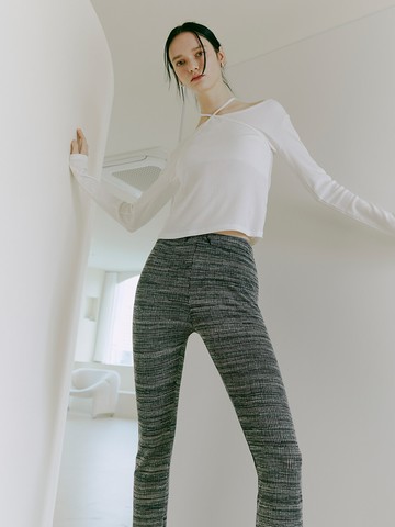 Slim Boots Cut Banding Pants (Mix Black)