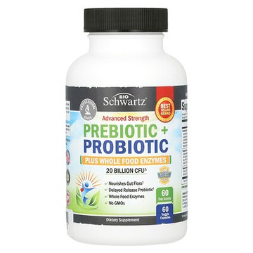 BioSchwartz, 高級強化益生元 + 益生菌 + 全食酶，200 億 CFU，60 粒素食膠囊