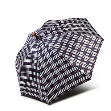雙龍英國紳士央帶格紋分離式自動直傘超潑水手杖傘(丈青格)
