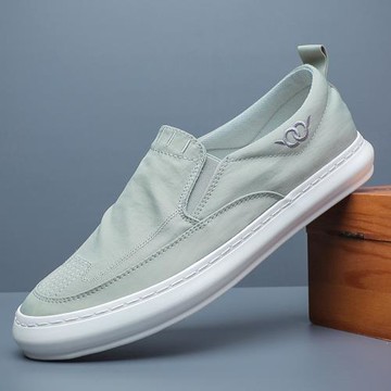 帆布男鞋2026春季新款潮鞋一腳蹬懶人透氣厚底低幫休閑板鞋男布鞋
