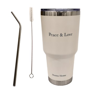 Mumu Home 不鏽鋼冰霸杯 900ml Peace & Love  1個