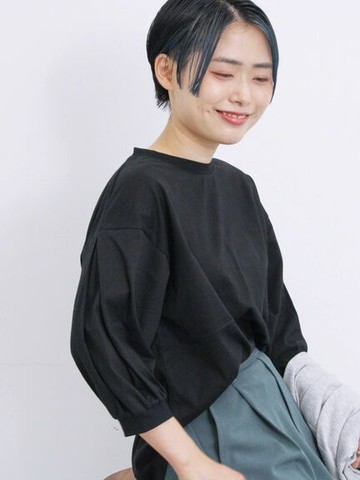 休閒寬鬆七分袖圓領上衣(FG43L1C0480) - Samansa Mos2 blue