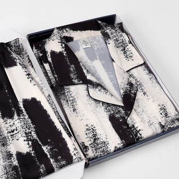 【涼感型】中老年睡衣男士夏季冰絲短袖長褲絲綢送爸爸家居服套裝