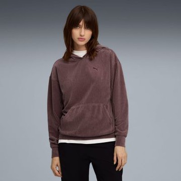 PUMA 長袖上衣 女 帽T 羅紋絲絨 歐規 紫 68810788