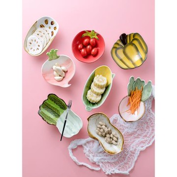 日式可愛個性網紅陶瓷盤子創意不規則家用菜盤碟子小盤子水果盤