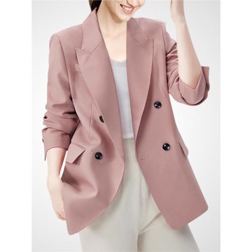 法式通勤粉色西裝外套2025年新款秋季設計高級感職業休閑西服女裝