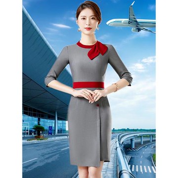 廈航空姐制服會所接待職業連衣裙春夏高端案場客服工作服美容師裝