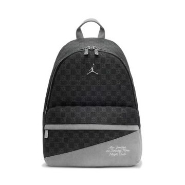 Nike 後背包 Jordan Monogram 13吋筆電包 黑 滿版 皮革 JD2633007AD-002