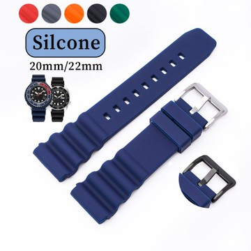 SEIKO 20 毫米 22 毫米軟矽膠錶帶適用於精工防水橡膠替換錶帶男士女士運動手鍊適用於勞力士