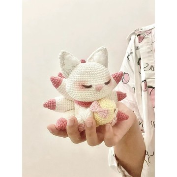 特價💡手工編織九尾狐玩偶 毛綫鈎針DIY材料包可愛狐狸掛件鑰匙扣送閨蜜 玩偶 編織材料包 ,手工 diy手作材料 鈎織