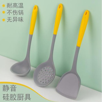 硅膠鍋鏟家用烹飪廚具炒菜不粘鍋食品級可掛式湯勺撈籬硅膠鏟套裝
