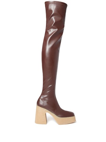 Stella McCartney - Skyla above-knee boots - women - Polyester/Polyurethane/Rubber/Fabric - 39.5 - Brown