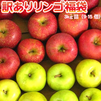 りんご 訳あり 福袋 3kg 青森もしくは北海道産 リンゴ 送料無料沖縄は送料別途加算 御歳暮 クリスマス 正月