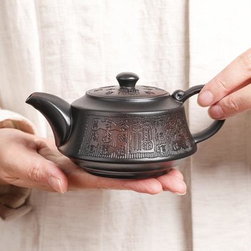 建水紫陶仿古壺百福手工泡茶壺功夫茶具套裝家用斷水鳳鳴陶瓷茶壺