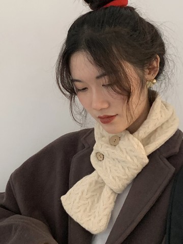 韓版細毛線針織小圍巾女秋冬天學生可愛保暖百搭短款圍脖秋冬男潮