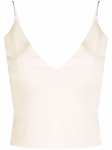 Nanushka - chain-detail V-neck vest - women - Nylon/Viscose - L - Neutrals