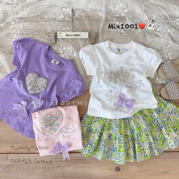 🌈✨mix1001立體彩花愛心💗造型上衣✨兒童雪花印圖蝴蝶結🎀上衣 5-17