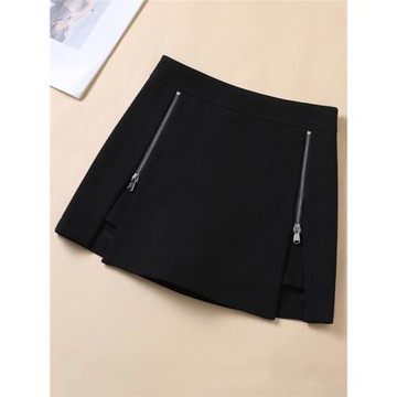黑色西裝半身裙女2025秋季新款高腰顯瘦小個子雙拉鏈a字包臀短裙