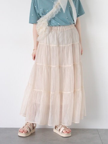 2WAY前後兩穿透明感分層長裙(FF46L0L0980) - ehka sopo