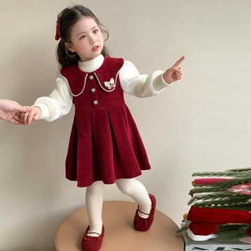 【中小女童】小香風花邊公主裙套裝新年服