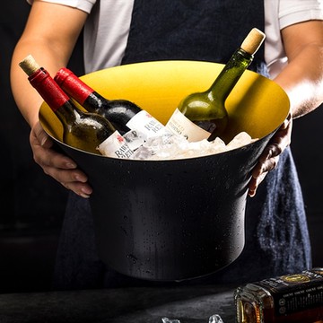 黑金大蠻腰冰酒桶 創意不銹鋼紅酒香檳桶 冰酒盆 輕奢家用桶 冰鎮冰酒桶 冰桶
