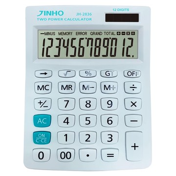 JINHO 京禾 12位元太陽能無印風輕巧型雙電源計算機 JH-2836  1台  白色