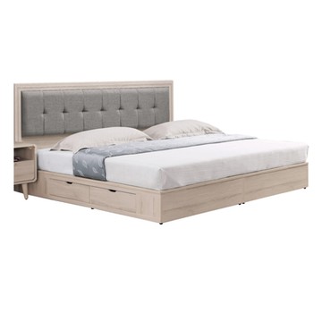 文創集 黛斯5尺雙人亞麻布可收納二抽床台組合(床頭片＋二抽床底＋不含床墊)-152x198x91cm免組