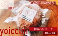 ギフトに！北島豚100％使用！ヨイッチーニ旨味ハンバーグ200g×5個〈ヨイッチーニ〉