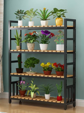 花架 實木鐵藝花架室外置物架陽臺落地式層高可調節室內客廳架多肉花架【摩可美家】