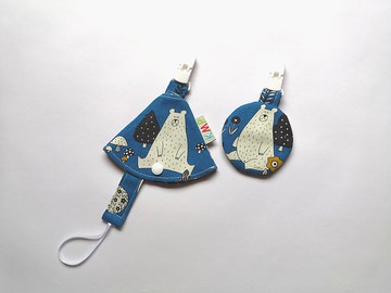 圓形平安袋 奶嘴夾 奶嘴收納袋 組合 森林熊熊