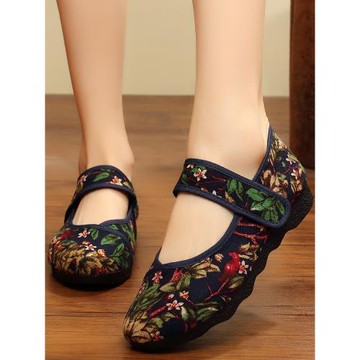 中國風布鞋女中式繡花鞋女款 民族風老北京布鞋 女式古風奶奶女鞋