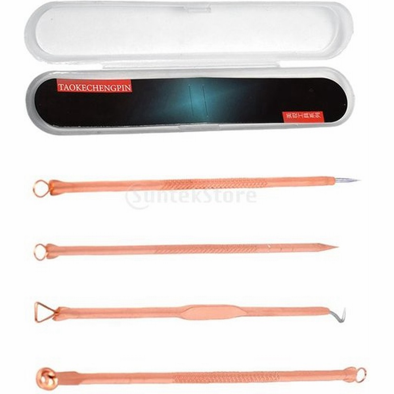 ニキビ取り 黒ニキビ除去 毛穴ケア 毛穴 角栓 すっきり スティック 抗菌ステンレス 4本セット プラスチックボックス にきび除去 針キット 通販 Lineポイント最大get Lineショッピング